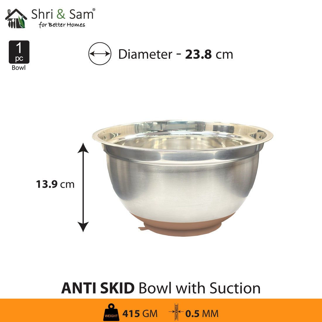 Stainless Steel Anti-Skid Mixing Bowl with scution