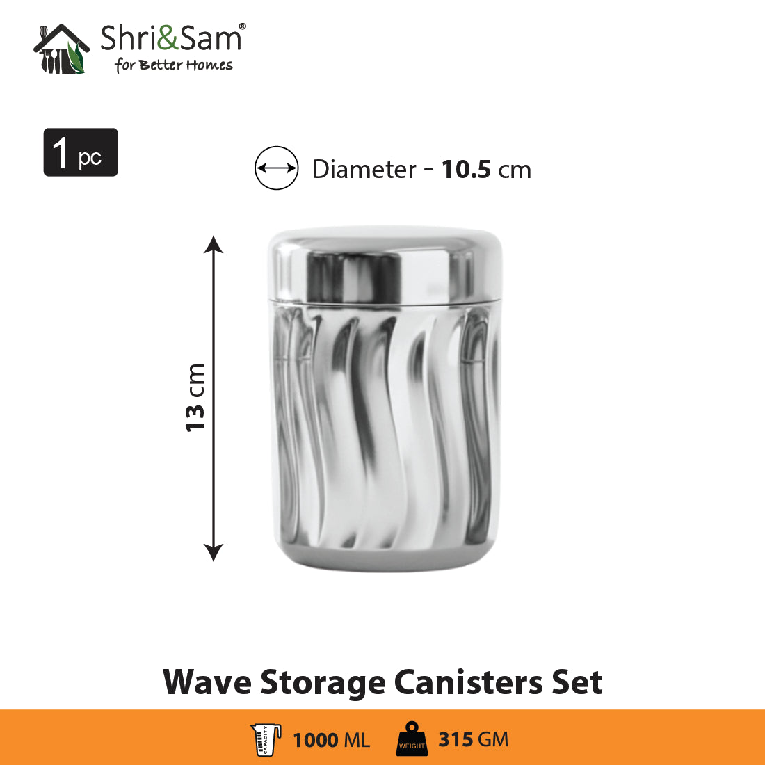 Stainless Steel 3 pcs Storage Canisters Set