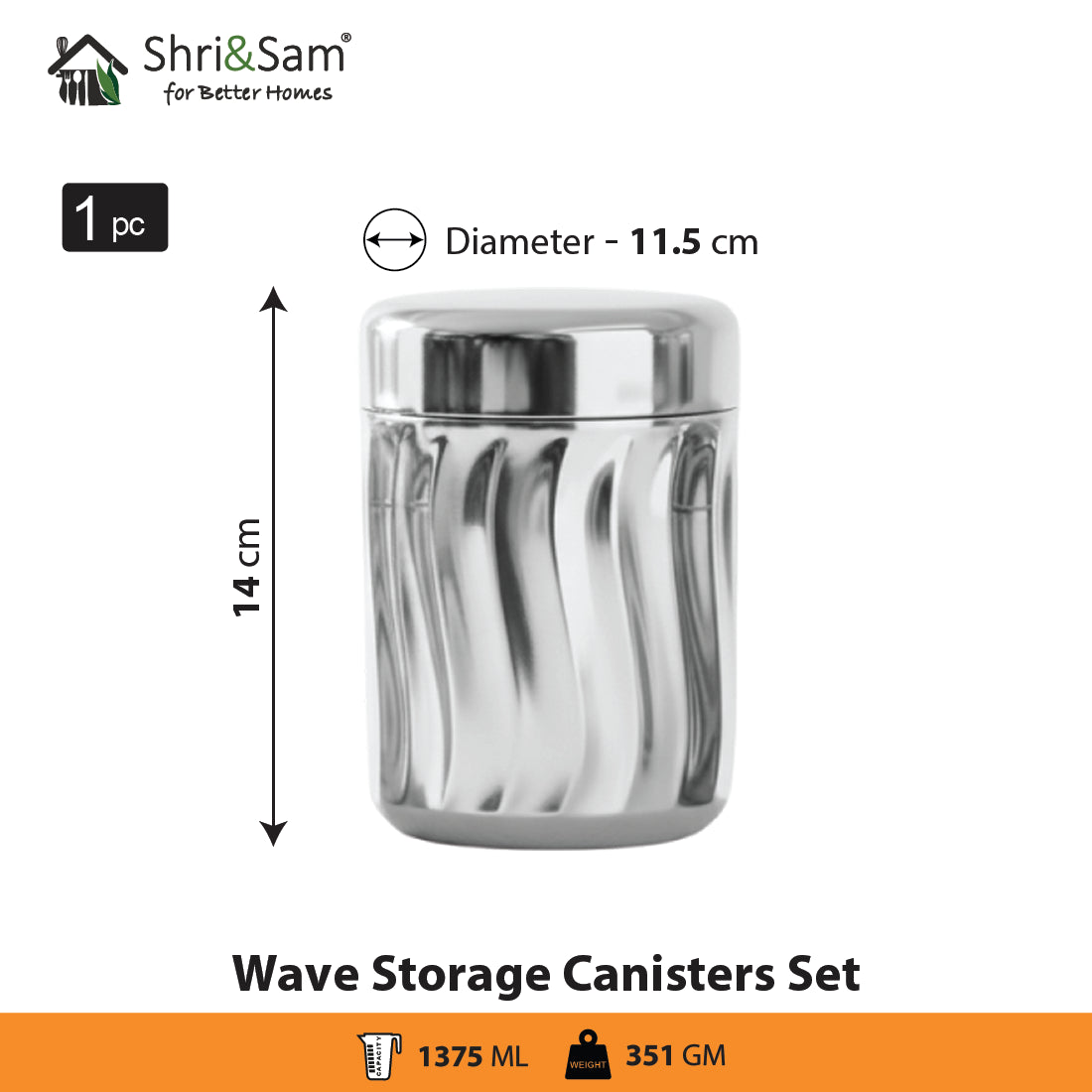 Stainless Steel 3 pcs Storage Canisters Set