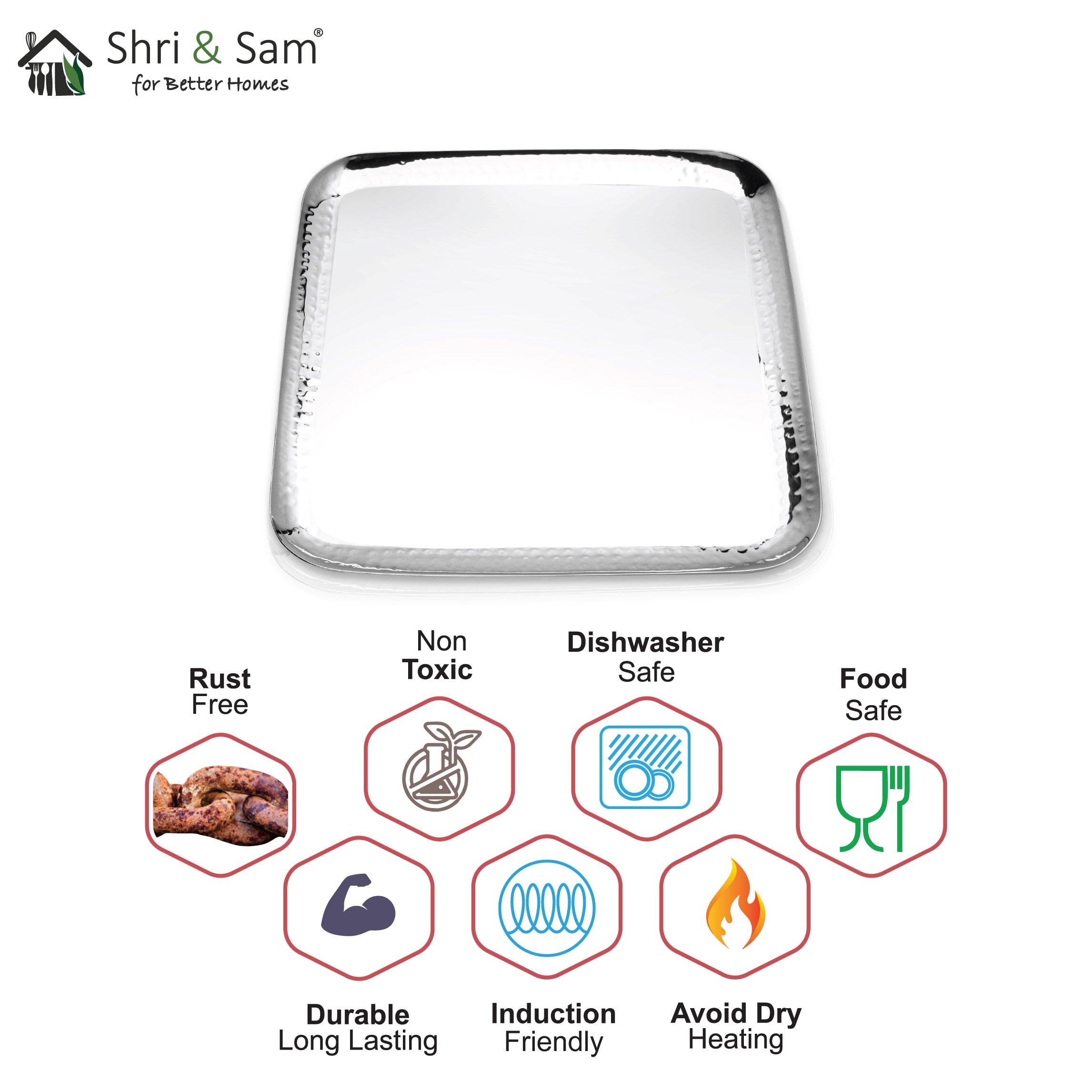 Stainless Steel Hammered Square Tray Robusto