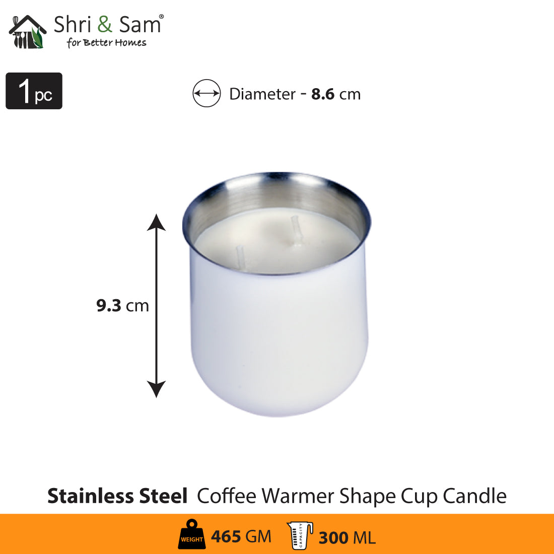 Stainless Steel Double Wick Coffee Warmer Shape Candle