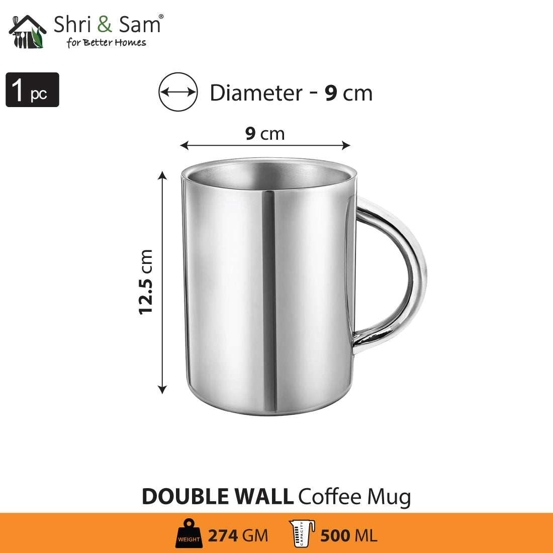 Stainless Steel Double Wall Coffee Mug