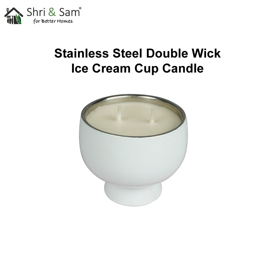 Stainless Steel Double Wick Ice cream cup Shape Candle