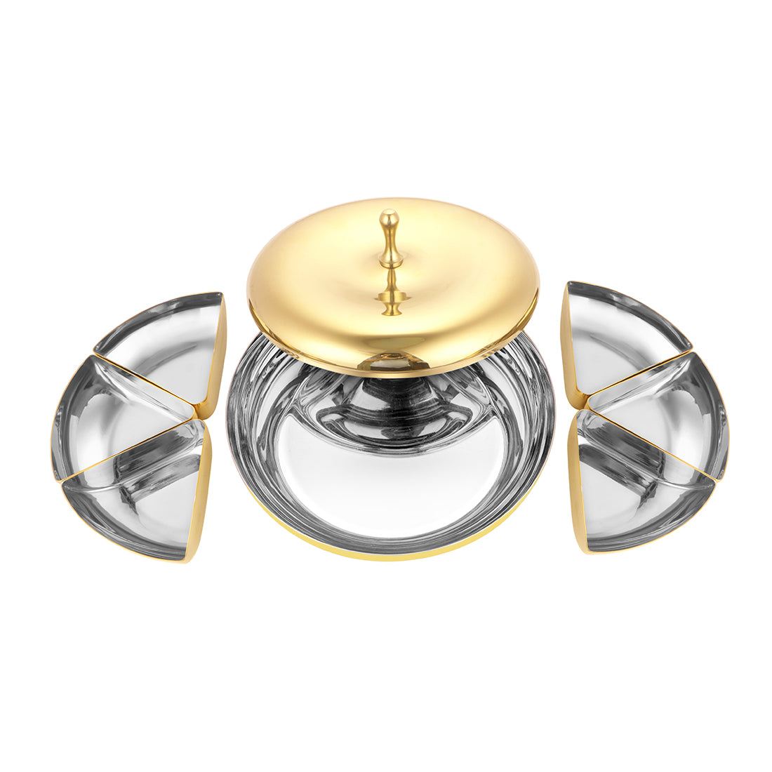Stainless Steel Lotus Dry Fruit Container with PVD Gold Coating