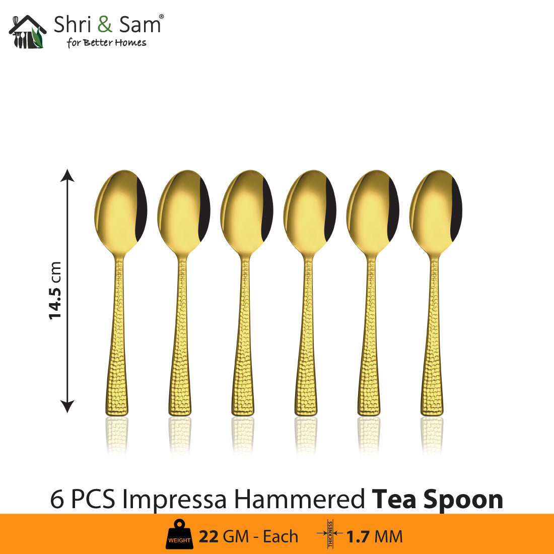 Stainless Steel Cutlery Impressa Hammered with Gold PVD Coating