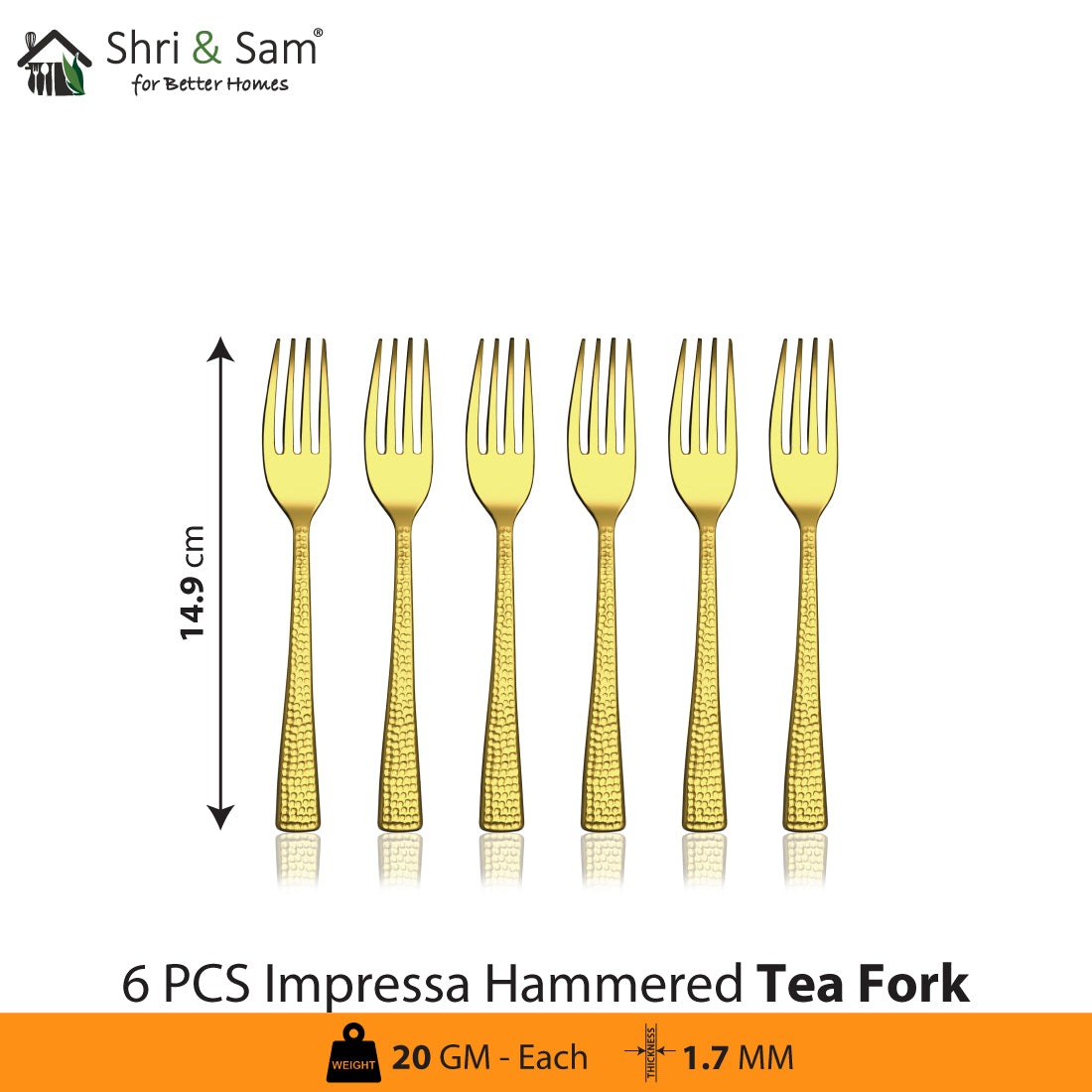 Stainless Steel Cutlery Impressa Hammered with Gold PVD Coating