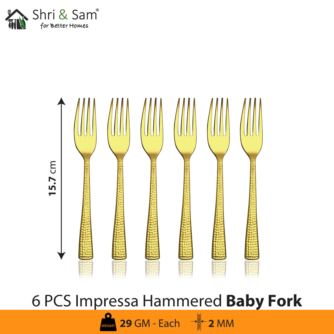 Stainless Steel Cutlery Impressa Hammered with Gold PVD Coating