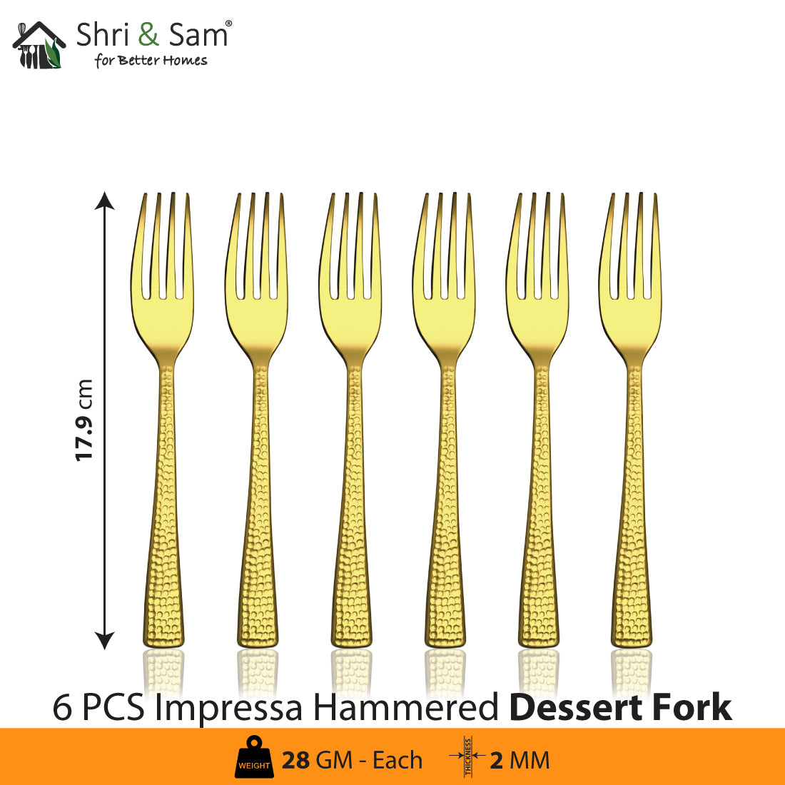 Stainless Steel Cutlery Impressa Hammered with Gold PVD Coating