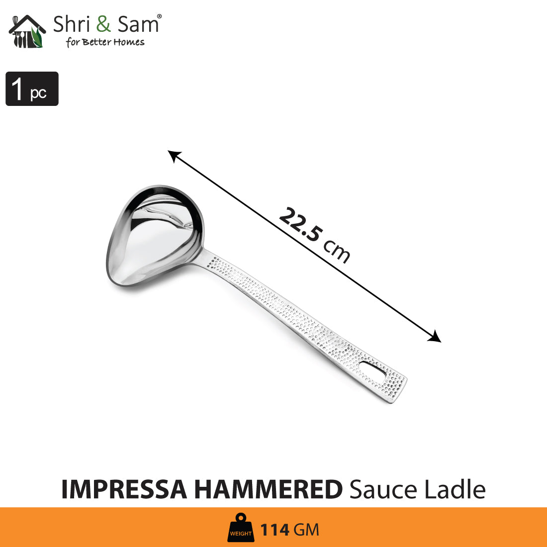 Stainless Steel Sauce Ladle Impressa Hammered