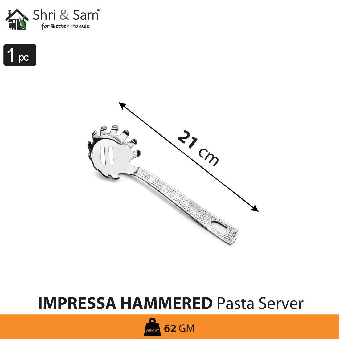 Stainless Steel Pasta Server Impressa Hammered