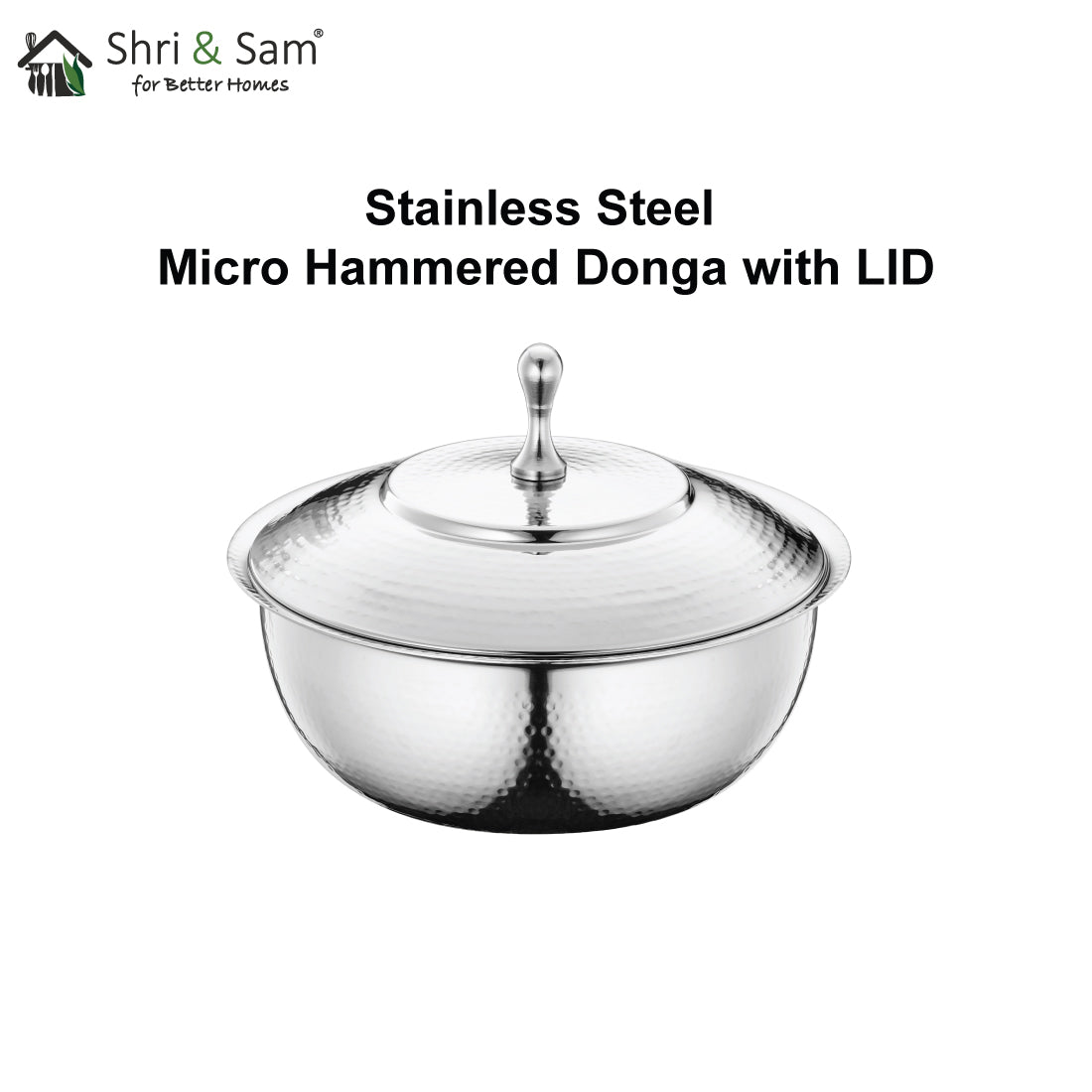 Stainless Steel Micro Hammered Donga with Lid