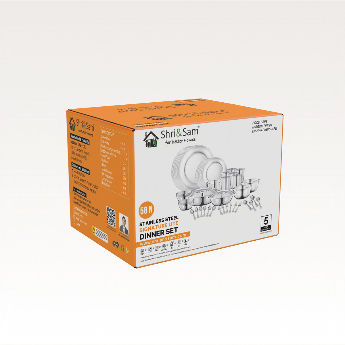 Stainless Steel 58 PCS Dinner Set (6 People) Signature Lite