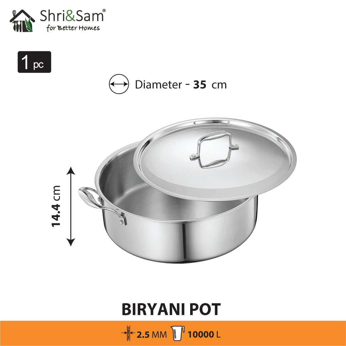 Stainless Steel Triply Bharat Biryani Pot with Lid