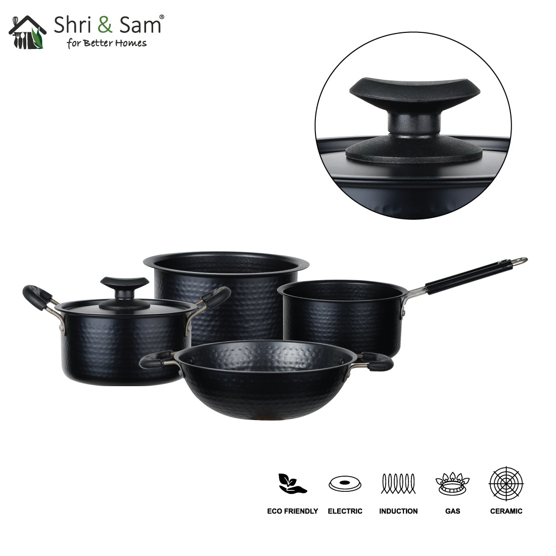 Stainless Steel Non-stick 5 PCS Hammered Cookware Set