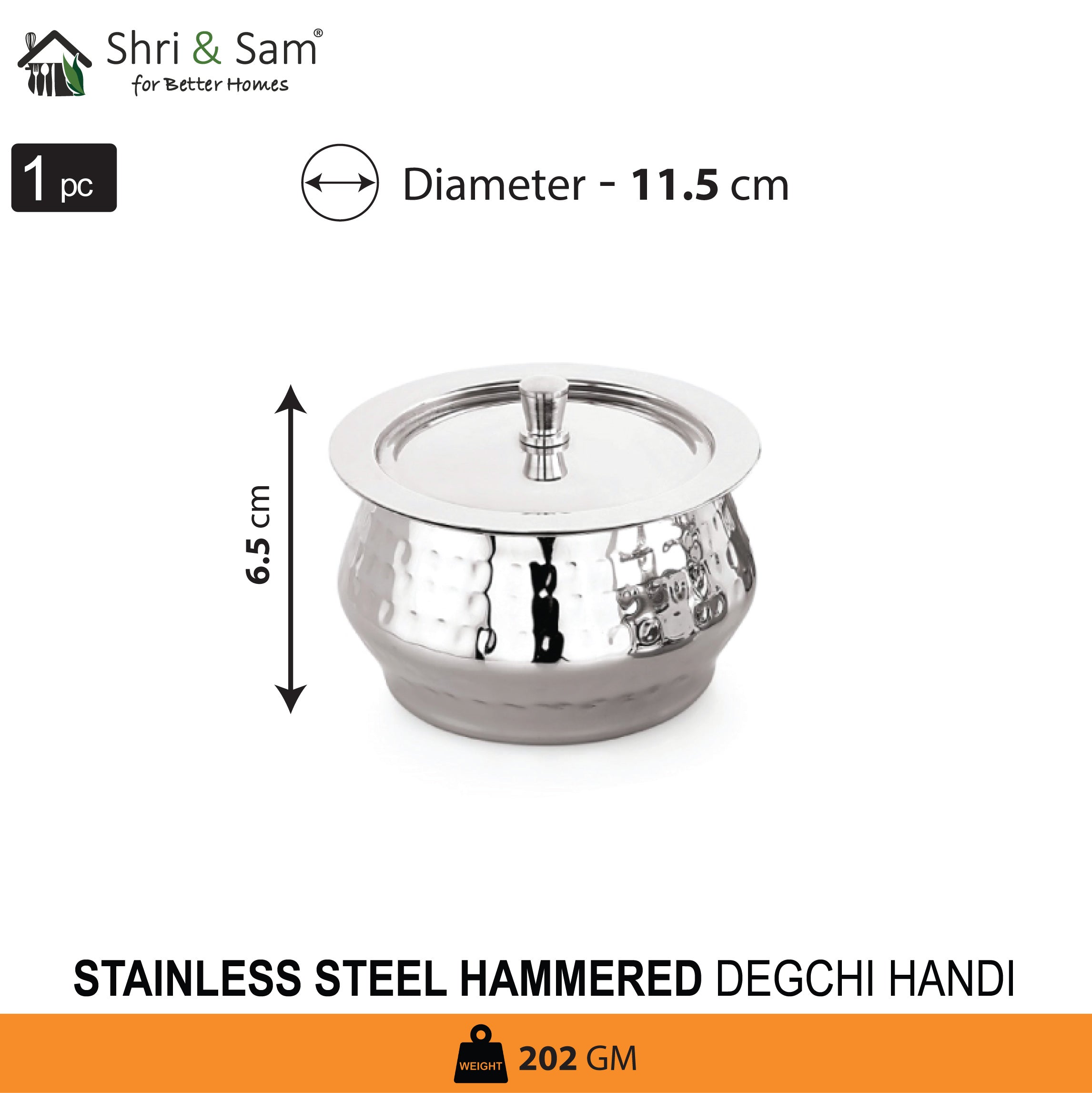 Stainless Steel Hammered Degchi Handi