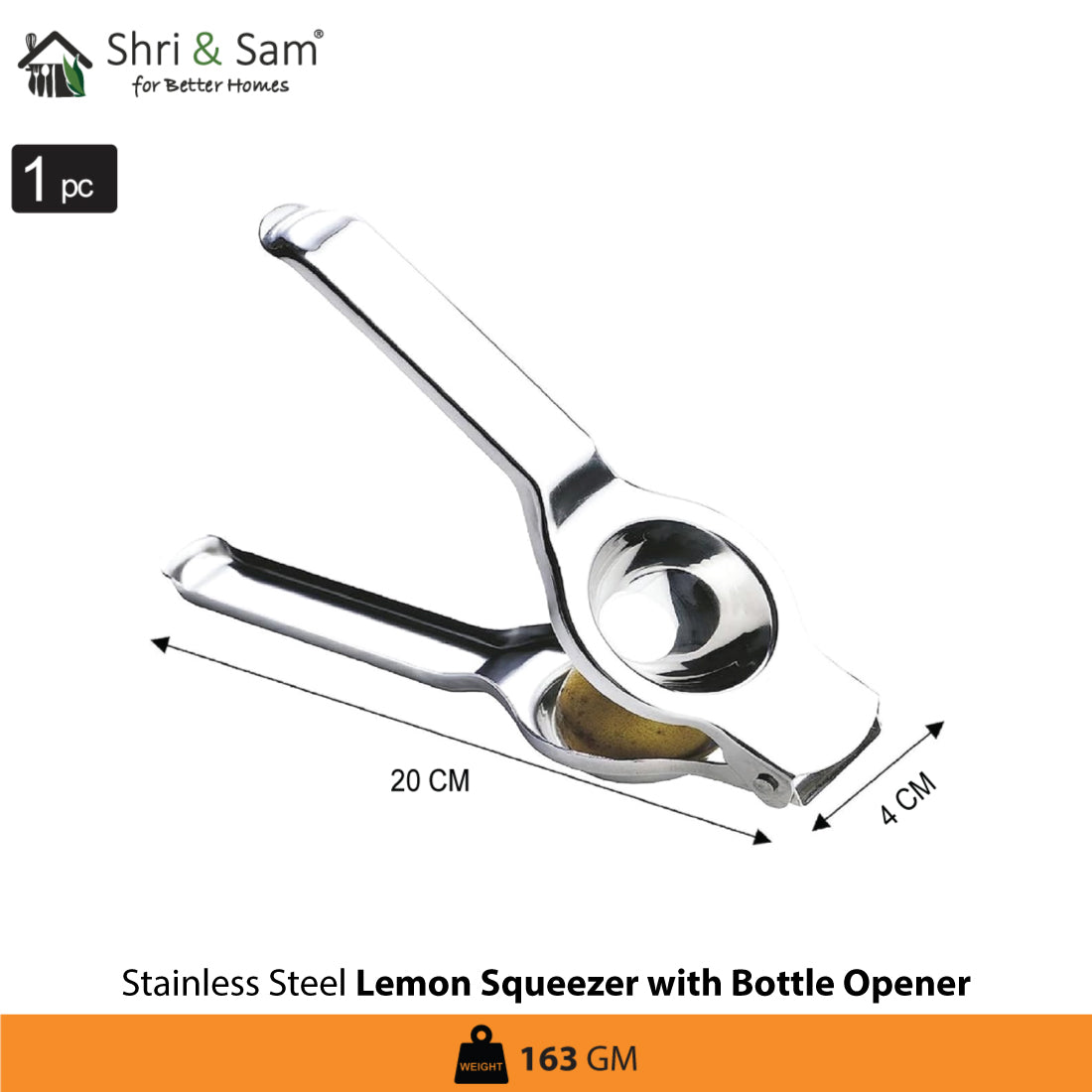 Stainless Steel Lemon Squeezer with Bottle Opener