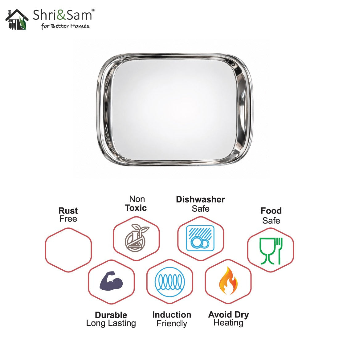 Stainless Steel Rectangular Serving Tray – Classic Edge Design