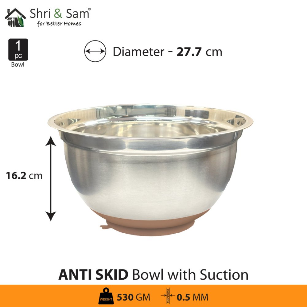 Stainless Steel Anti - Skid Mixing Bowl with suction