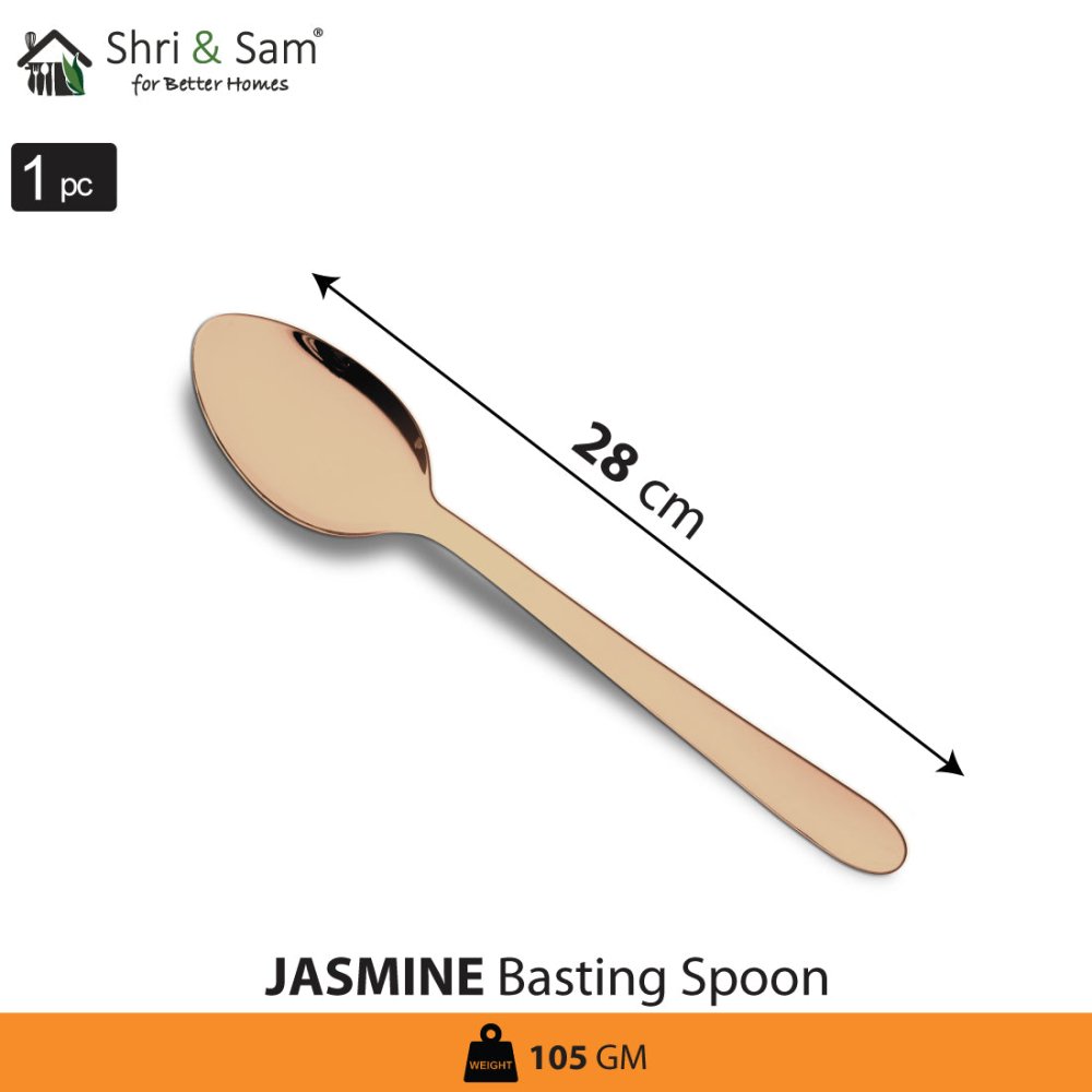 Stainless Steel Basting Spoon Solid with Rose Gold PVD Coating Jasmine