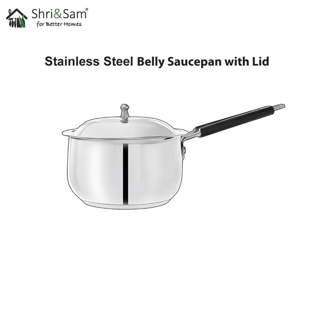 Stainless Steel Belly Sauce Pan with Lid