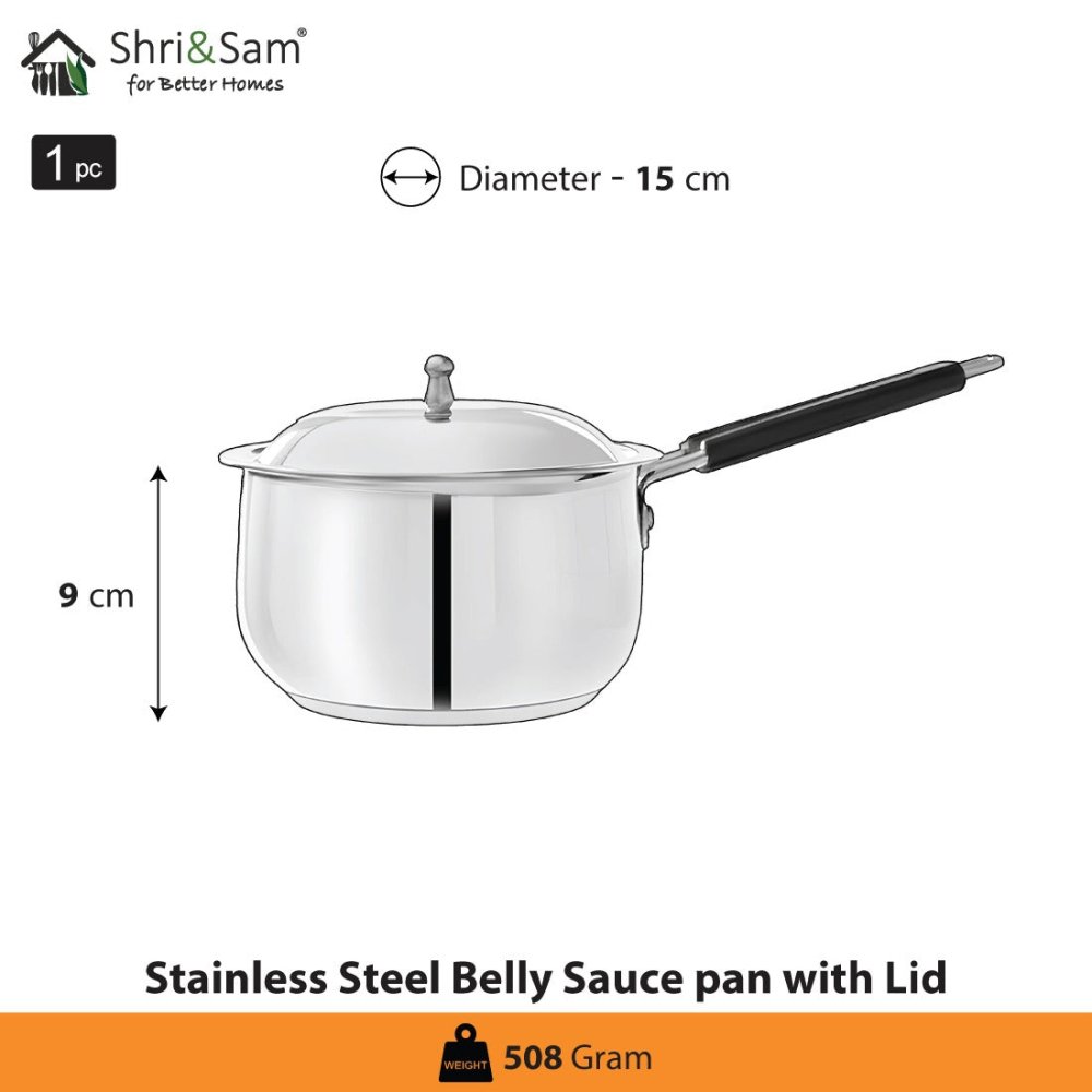 Stainless Steel Belly Sauce Pan with Lid