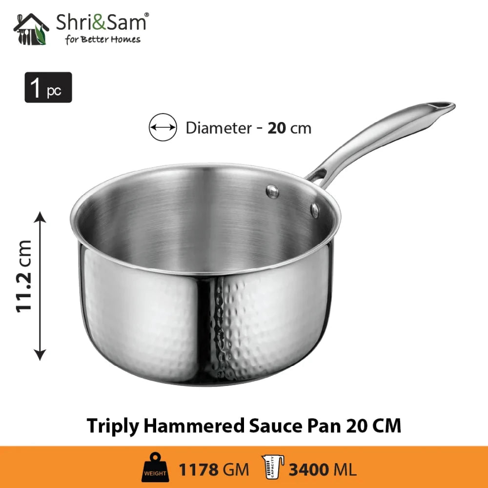 Stainless Steel Bharat Triply Hammered Sauce Pan