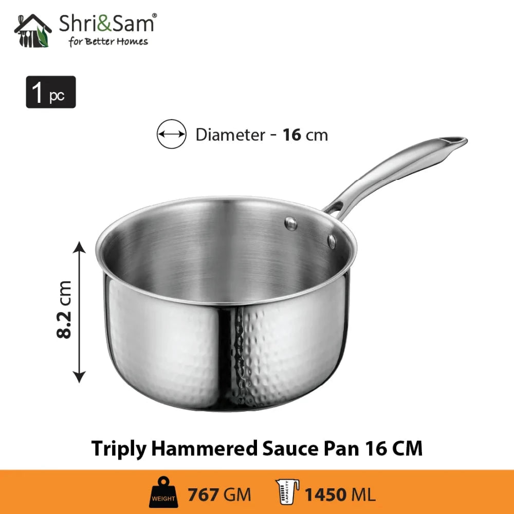 Stainless Steel Bharat Triply Hammered Sauce Pan