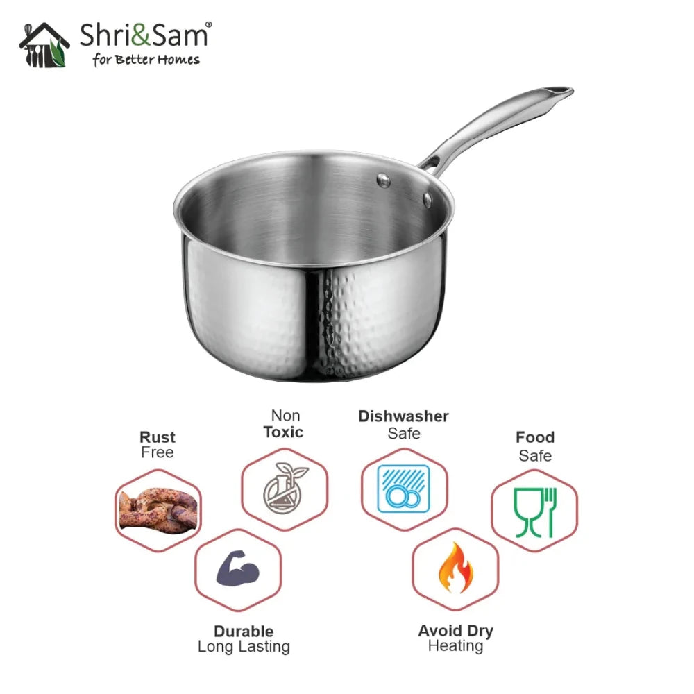 Stainless Steel Bharat Triply Hammered Sauce Pan