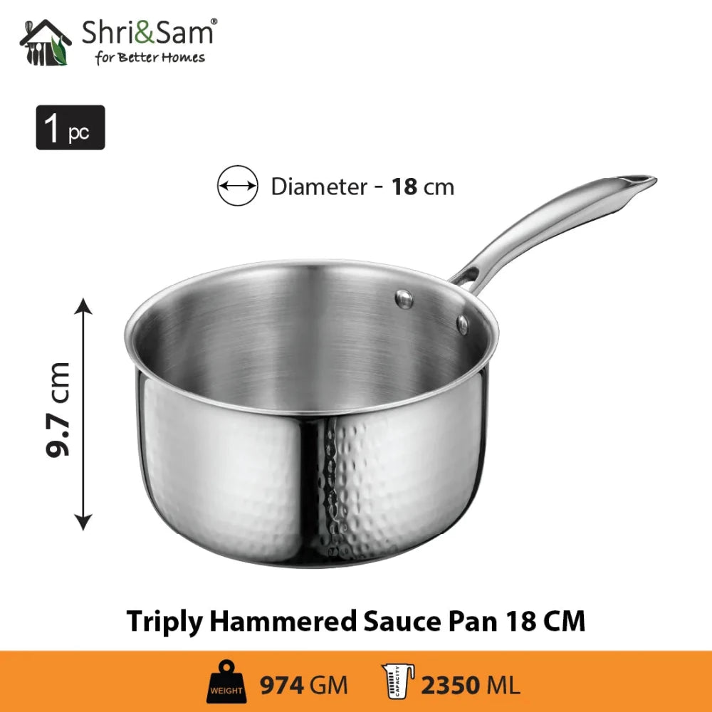 Stainless Steel Bharat Triply Hammered Sauce Pan