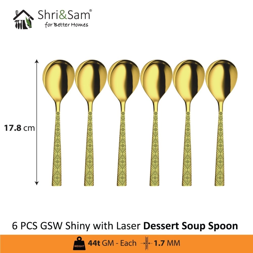 Stainless Steel Cutlery with Gold PVD and Laser GSW Shiny