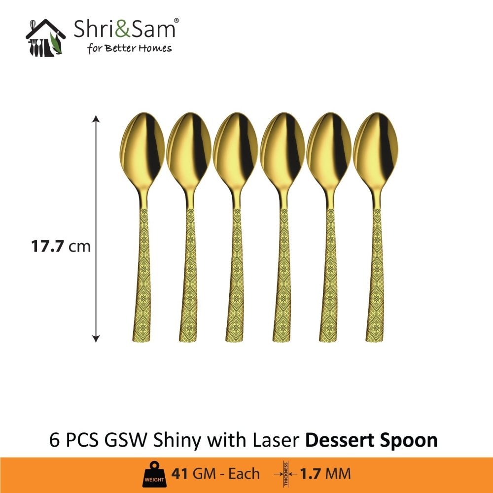 Stainless Steel Cutlery with Gold PVD and Laser GSW Shiny