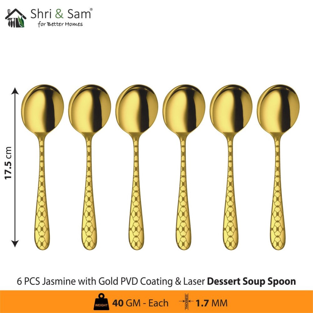 Stainless Steel Cutlery with Gold PVD Coating & Laser 4 Jasmine
