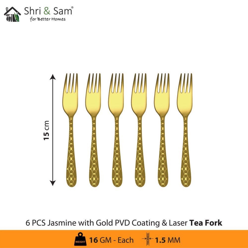 Stainless Steel Cutlery with Gold PVD Coating & Laser 5 Jasmine