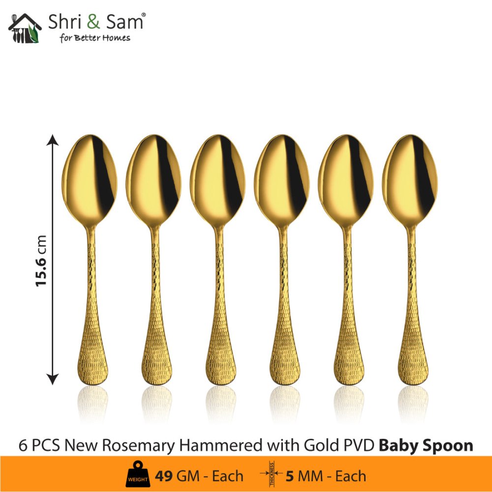 Stainless Steel Cutlery with Gold PVD Coating New Rosemary Hammered
