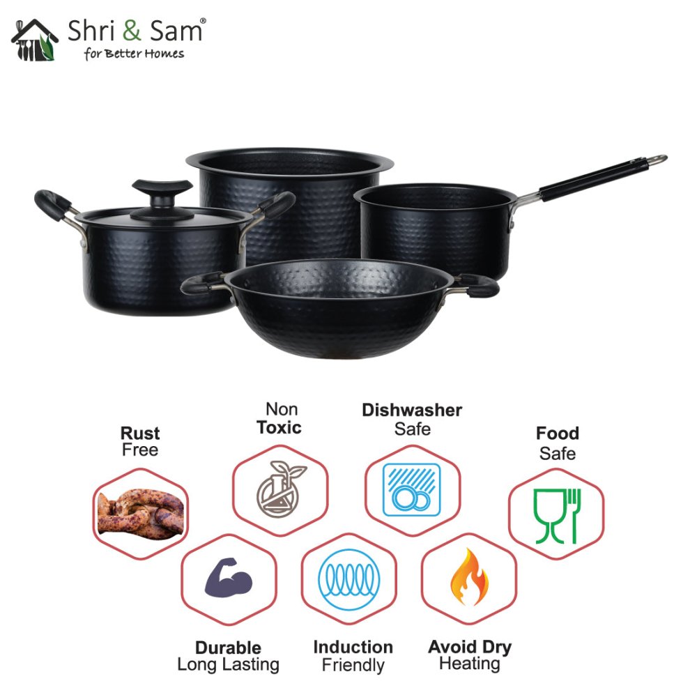 Stainless Steel Non - stick 5 PCS Hammered Cookware Set