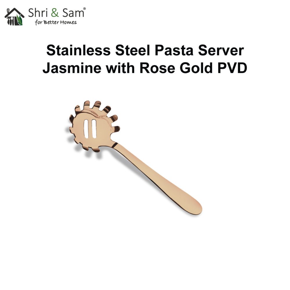 Stainless Steel Pasta Server with Rose Gold PVD Coating Jasmine