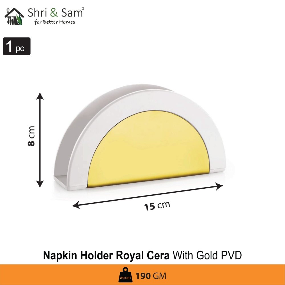 Stainless Steel Royal Swiss Napkin Holder with Gold PVD Coating