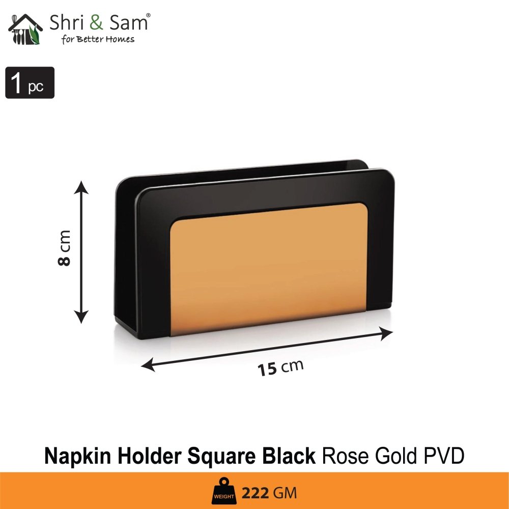 Stainless Steel Square Black Napkin Holder