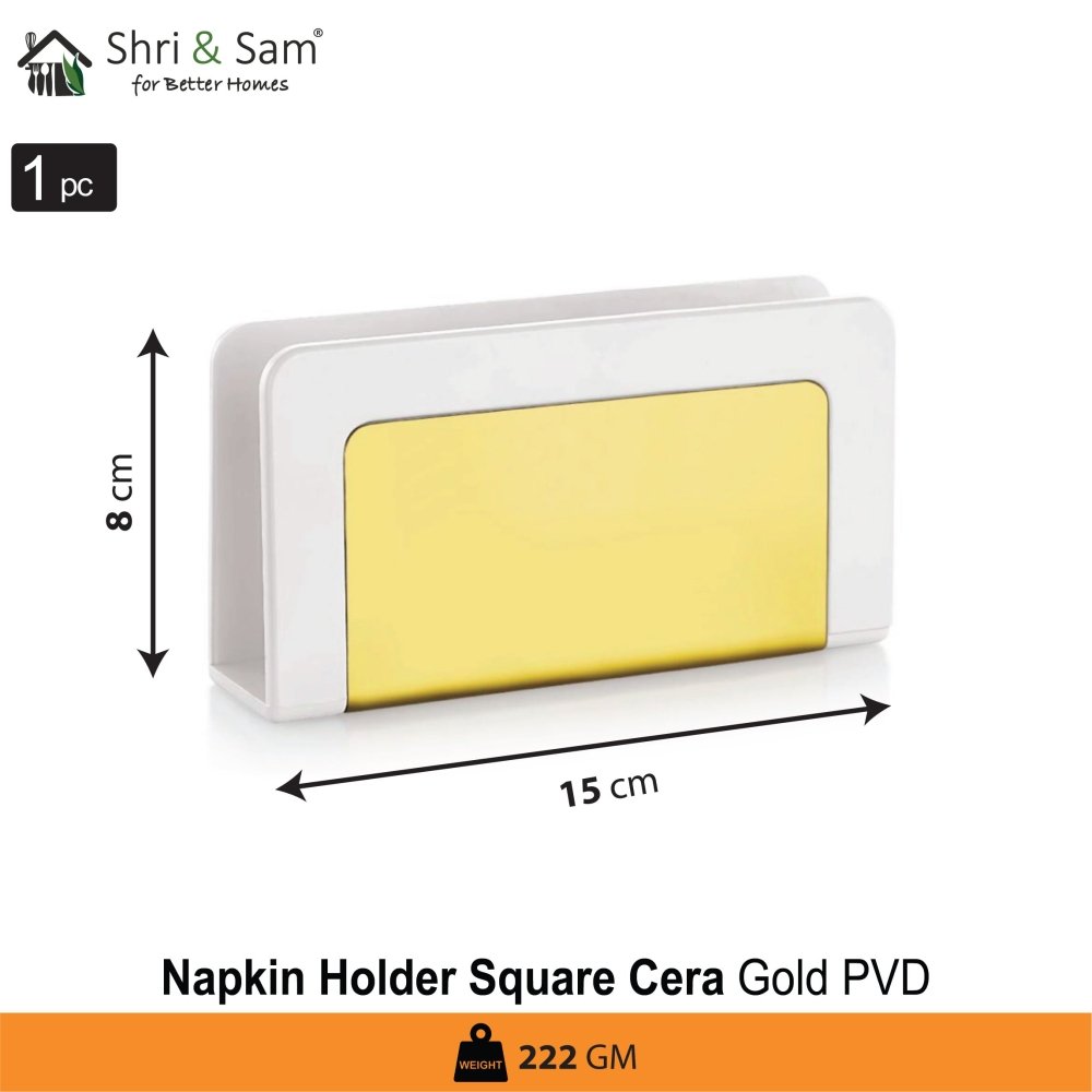 Stainless Steel Square Cera Napkin Holder