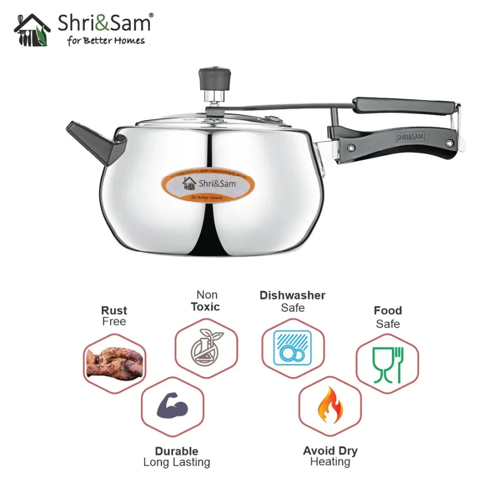 Stainless Steel Triply Bharat Belly Pressure Cooker
