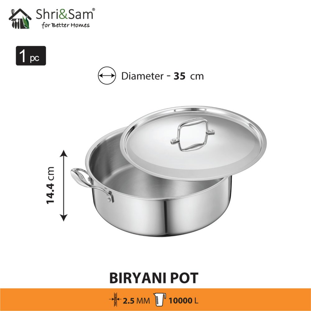 Stainless Steel Triply Bharat Biryani Pot with Lid