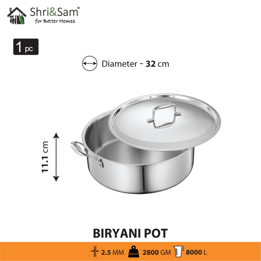 Stainless Steel Triply Bharat Biryani Pot with Lid