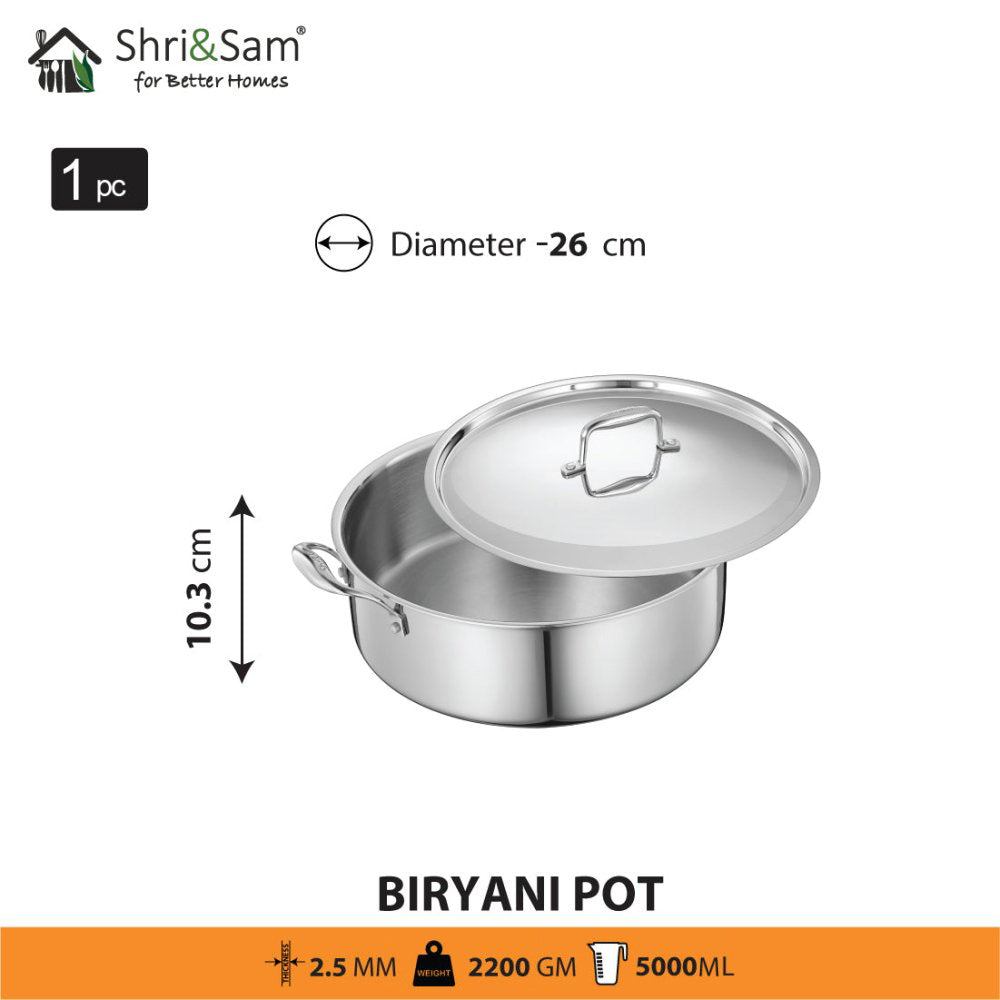 Stainless Steel Triply Bharat Biryani Pot with Lid