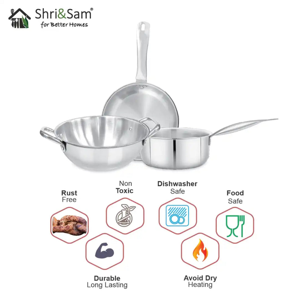 Stainless Steel Triply Bharat Mini 3 PCS Cookware Set