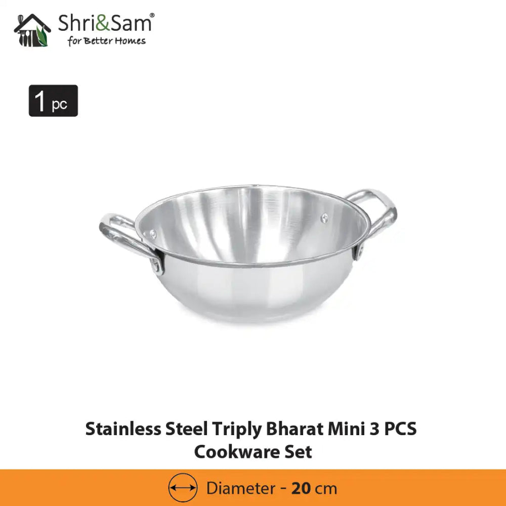 Stainless Steel Triply Bharat Mini 3 PCS Cookware Set