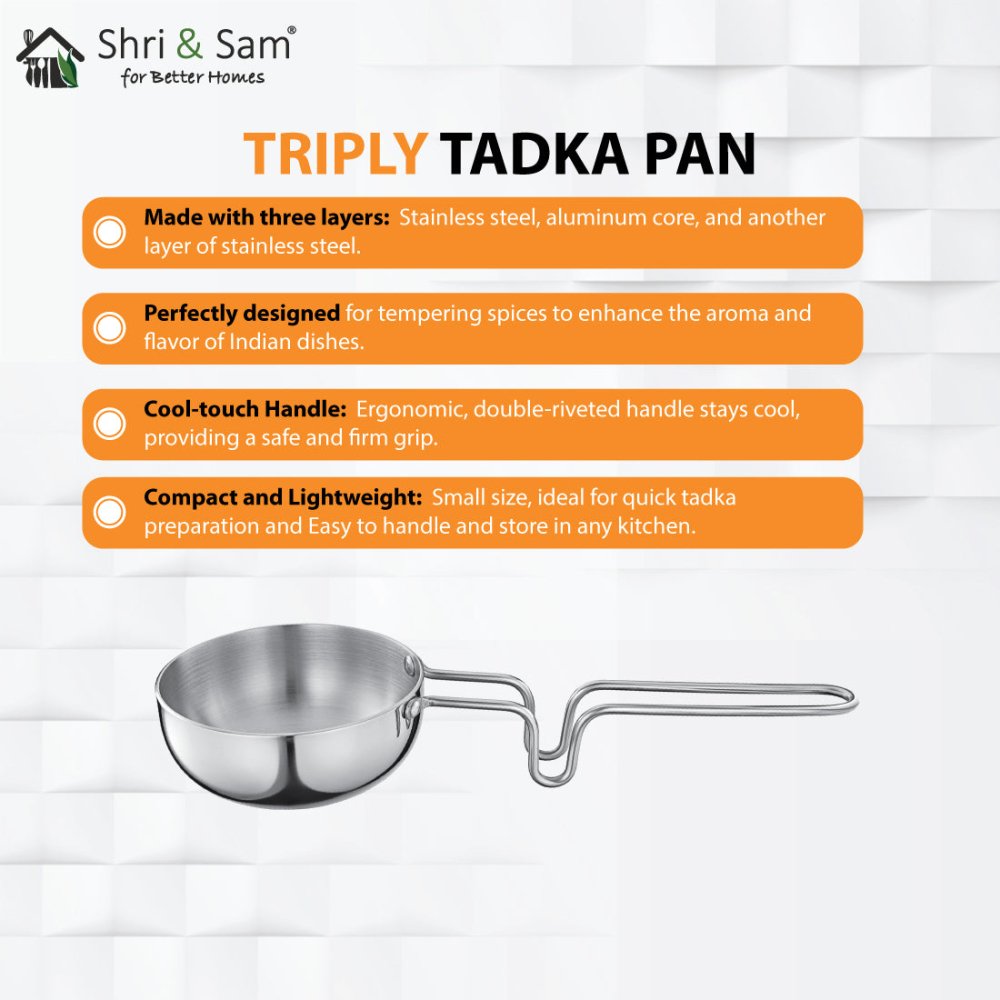 Stainless Steel Triply Tadka Pan