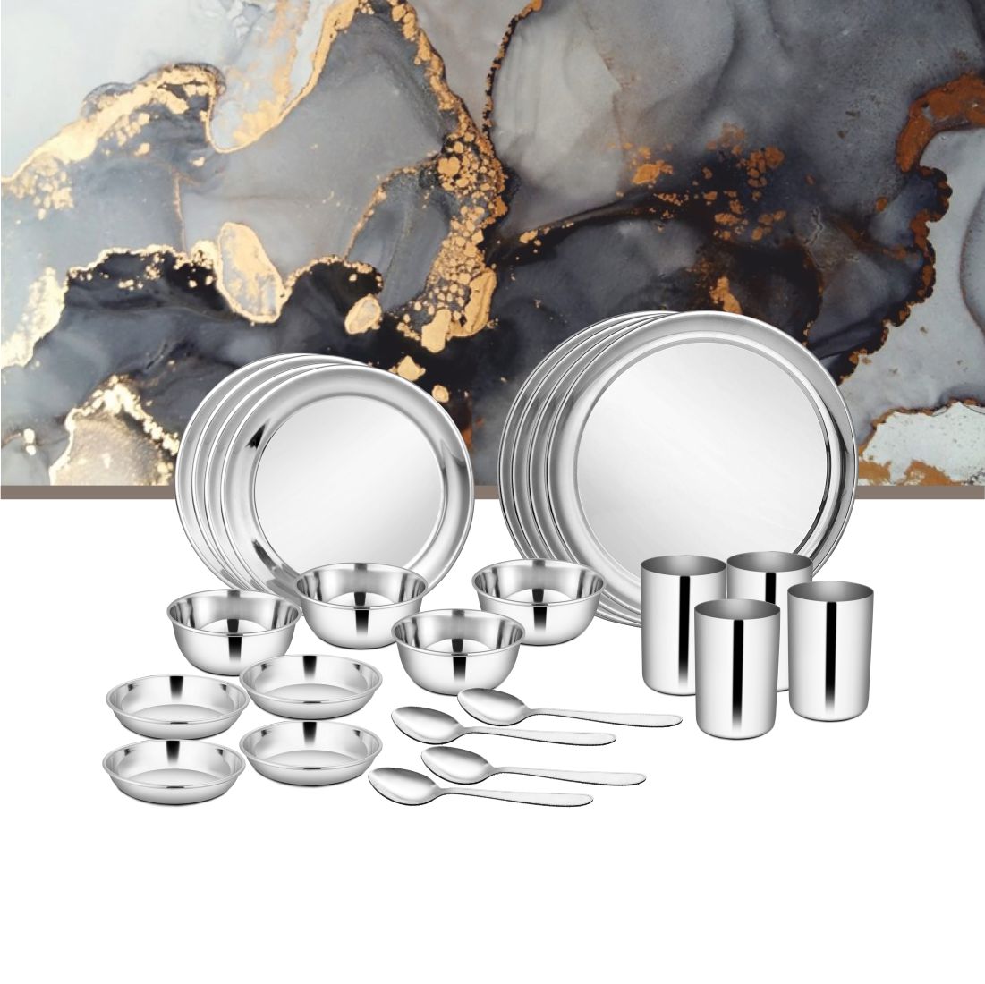 Stainless Steel 24 PCS Dinner Set (4 People) Shagun