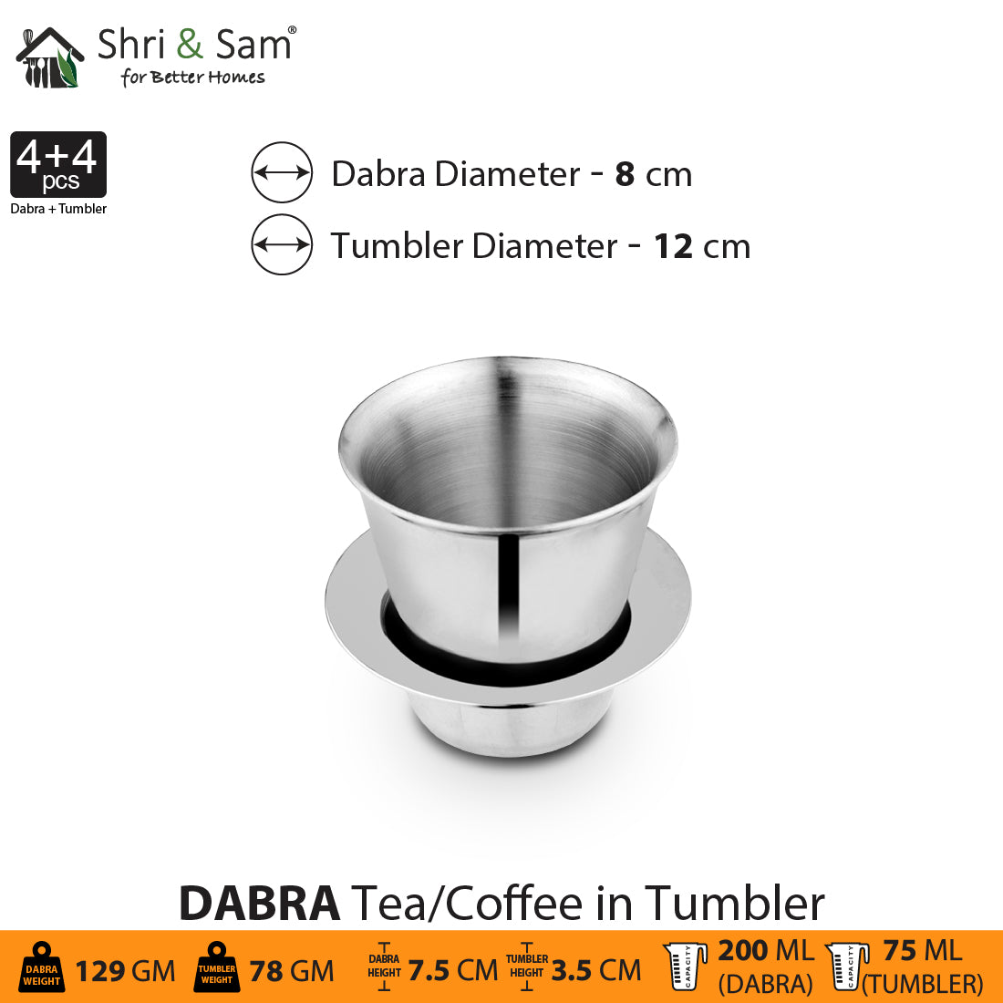 Stainless Steel 4 PCS Double Wall Coffee Dabra In Tumbler Congo