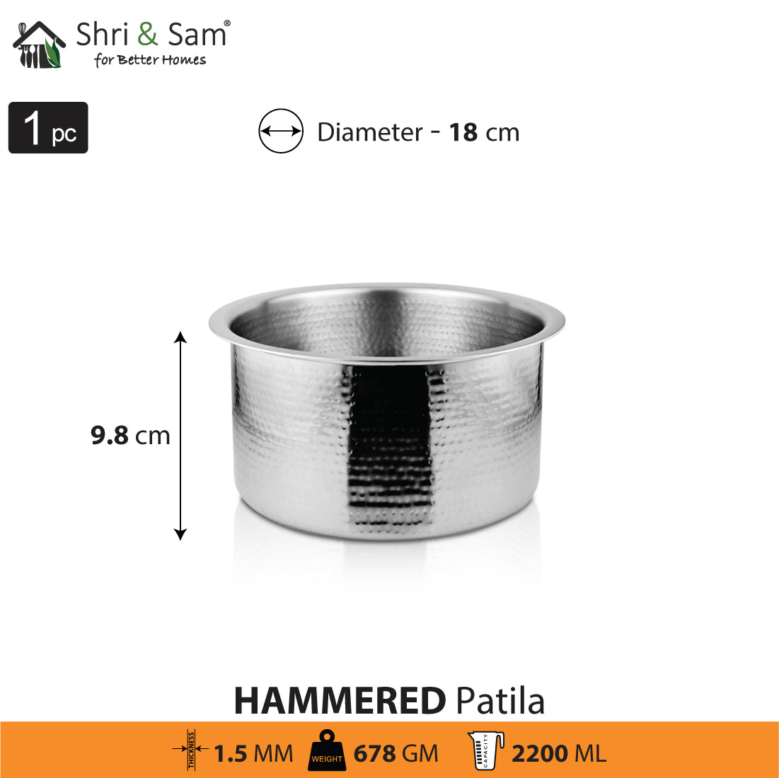 Stainless Steel Heavy Weight Hammered Patila