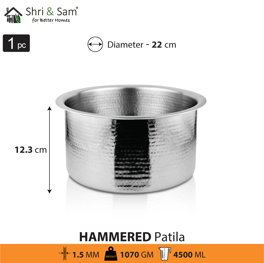 Stainless Steel Heavy Weight Hammered Patila